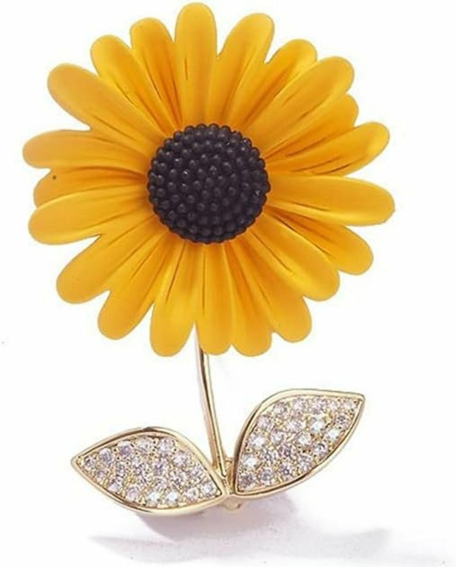 ZXCVWWE Yellow Sunflower Brooch For Women Lady Rhinestone Plant Flower Brooch Clothes Collar Dress Scarf Decoration Lapel Pin Jewelry Best