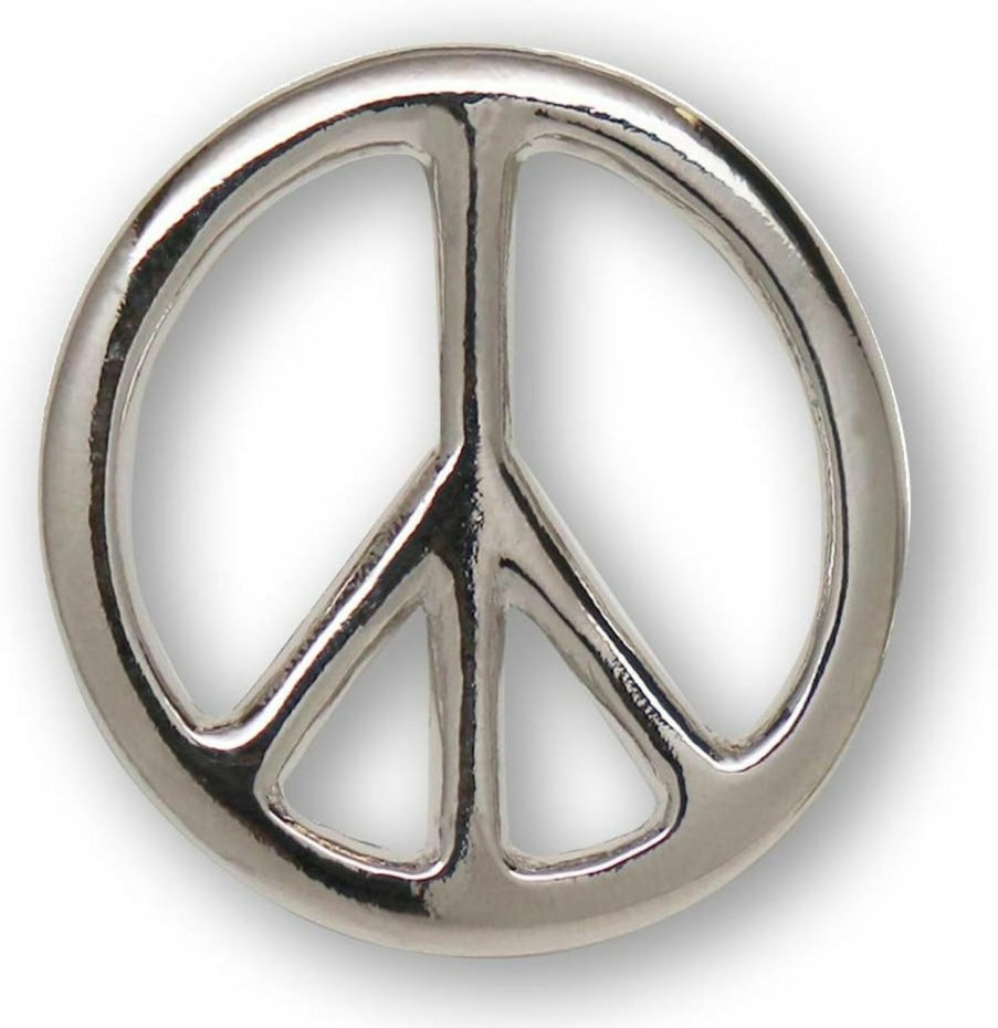 Real Metal Peace Sign Hippie Jacket Or Hat Pin Polished Silver Finish Pewter Hot