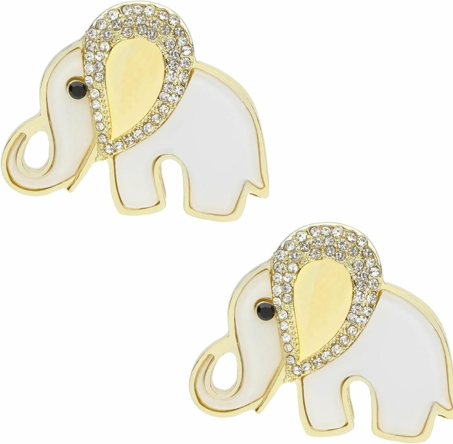 CAIRIAC Cairiac Elephant Brooches Crystal Rhinestone Elephant Pin Brooch For Women, Elephant Gifts For Elephant Lovers, Cute Animal Elephant Brooch Pins For Backpacks, Lapels (White, 2 Pcs) Wholesale