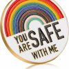 Teaaha You Are Safe With Me Pin, Alloy Pride Pins, Rainbow Pin, Retractable Nurse Doctor Police Gifts Badge Lgbtq Pins, Reel Brooch Lapel Pin, Badge Holder Lgbtq Accessories For Backpack Hot