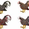 Vanki Vanki 4 Pcs Retro Cock Rooster Brooch Pins Rhinestone Crystal Accessory For Women Wholesale