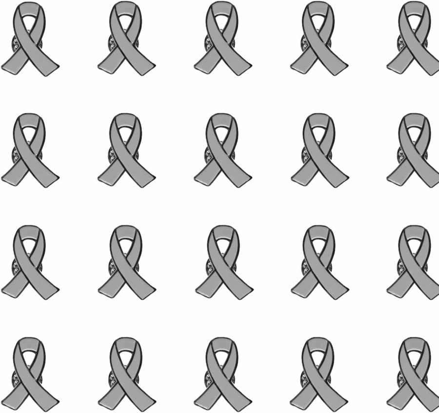 Mzztino Grey Awareness Ribbon Pin 20 Pcs Diabetes Brain Cancer Asthma Parkinson'S Awareness Products Pins New