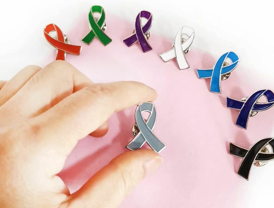 Mzztino Grey Awareness Ribbon Pin 20 Pcs Diabetes Brain Cancer Asthma Parkinson'S Awareness Products Pins New