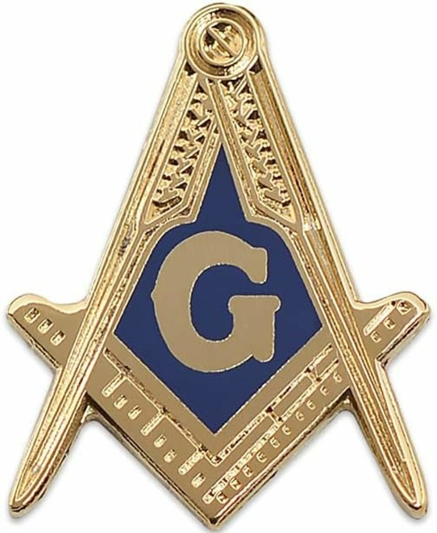 The Masonic Exchange Square & Compass Masonic Lapel Pin - [Blue & Gold][1'' Tall] Best