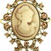 Gzrlyf Gzrlyf Victorian Cameo Pin Vintage Rhinestone Brooches Jewelry Hot