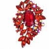 LAXPICOL Laxpicol Vintage Sparkly Austrian Crystal Flower Leaf Bouquet Clusters Big Large Brooch Pin For Women Gold Tone New