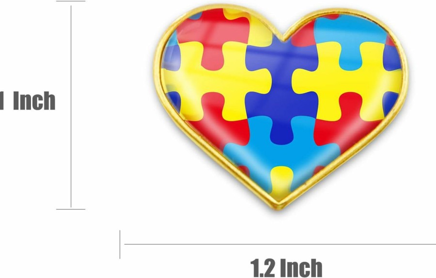 MIDLE 6/12/50/100Pcs Autism Awareness Puzzle Heart Lapel Pins Bulk - Metal Inspiring Symbols Of Autism Support Brooch Badge For Men Women Clothes Bags Secure Hats Wholesale