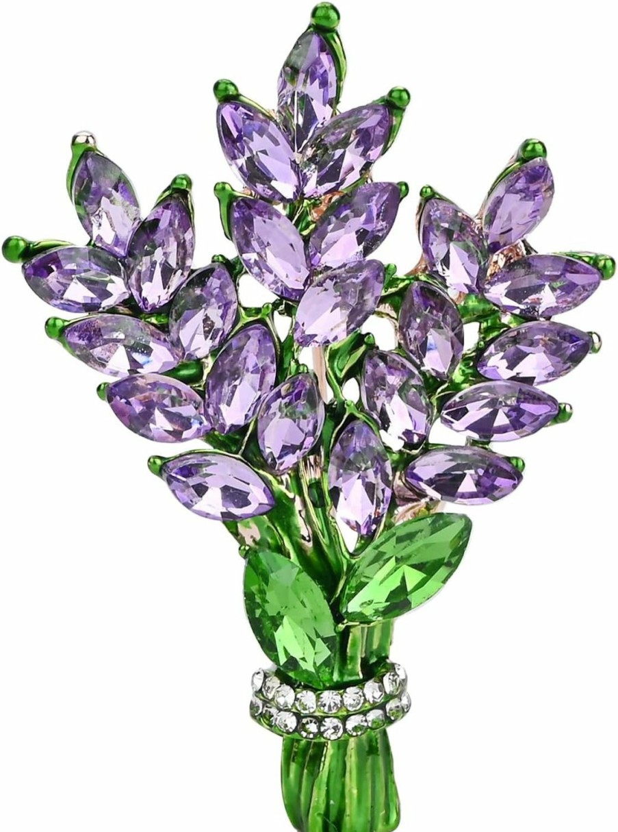 YiYLunneo Lavender Flower Brooch Pins For Women Crystal Rhinestone Handmade Elegant Pin Jewelry Brooches Accessories For Women Girls Online