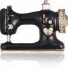 AILUOR Ailuor Vintage Gold With Black Enamel Crystal Sewing Machine Brooch Pin For Women Girl Jewelry Instrument Corsage Hot