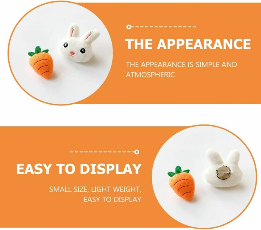 LUOZZY Luozzy 12Pcs Plush Brooch Bunny Carrot Pins Cute Animal Brooch Enamel Pins For Easter Badge For Bag Clothes Hat Scarf Party Accessories Hot