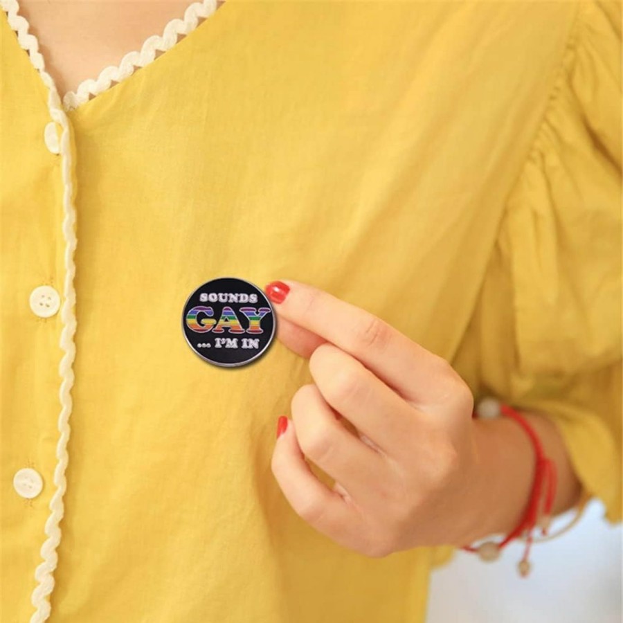 pmkvgdy Sounds Gay I'M In Badge Lesbian Brooch Funny Quote Lgbtq Pride Rainbow Enamel Pin Lapel Pin Lesbian Gay Pride Badge Lover Gift Clothing Bags Jackets Accessory Online