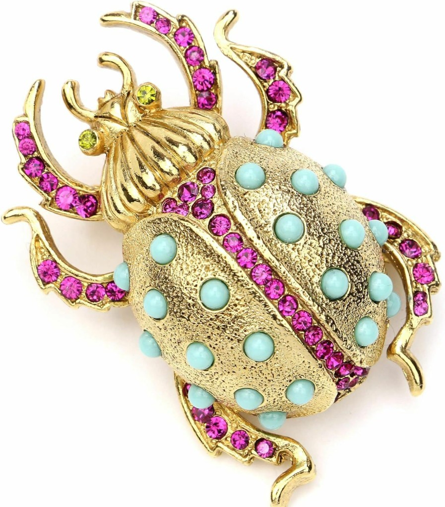 Ben-Amun Jewelry 24K Gold Plated Made In New York Luxury Statement Bug Bee Fly Insect Color Crystal Swarovski Vintage Designer Brooch Pin Badge Anniversary Mother Gift Hot