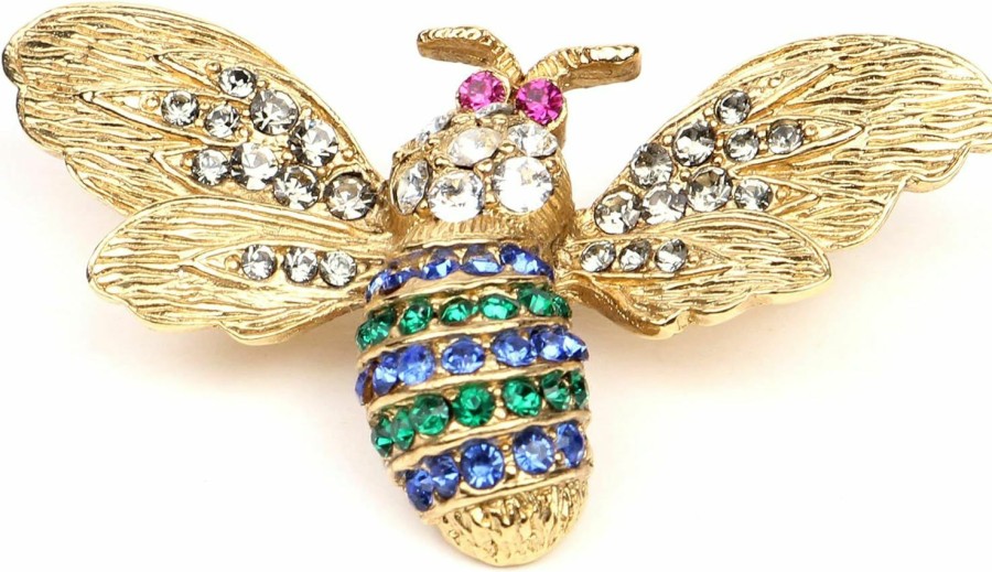 Ben-Amun Jewelry 24K Gold Plated Made In New York Luxury Statement Bug Bee Fly Insect Color Crystal Swarovski Vintage Designer Brooch Pin Badge Anniversary Mother Gift Hot