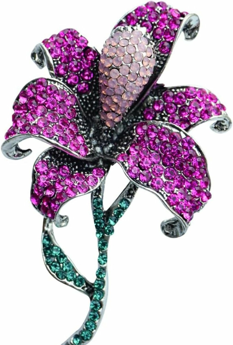 Generic Brooches For Women, Flower Brooch, Dress Brooch Pins, Silver Crystal Big Large Brooch Pins Best