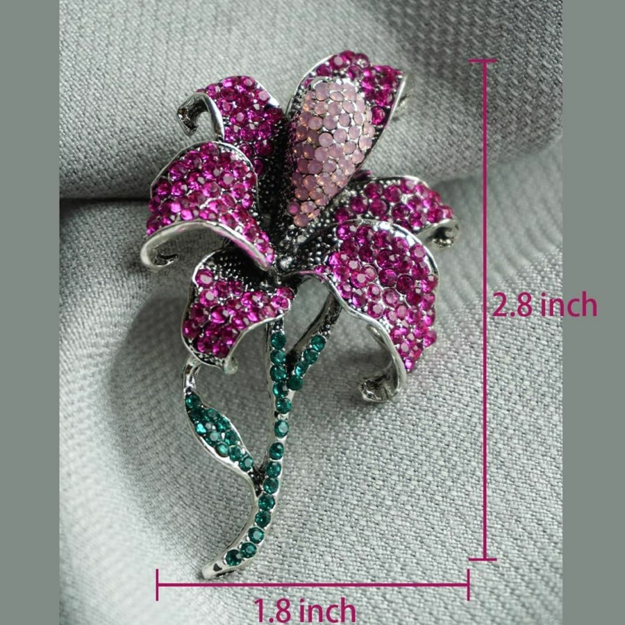 Generic Brooches For Women, Flower Brooch, Dress Brooch Pins, Silver Crystal Big Large Brooch Pins Best