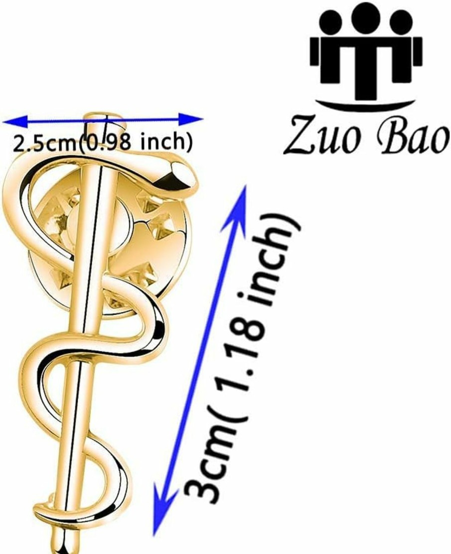 Zuo Bao Zuo Bao Medical Jewelry Wand Brooch Label Pin Emblem Pin Medicine Snake Caduceus Nursing Gift For Doctor Nurse Therapeutist Clearance