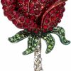 YOQUCOL Yoqucol Elegant Cubic Zirconia Crystal Rhinestone Red Rose Shape Brooch Pin For Women Grils New