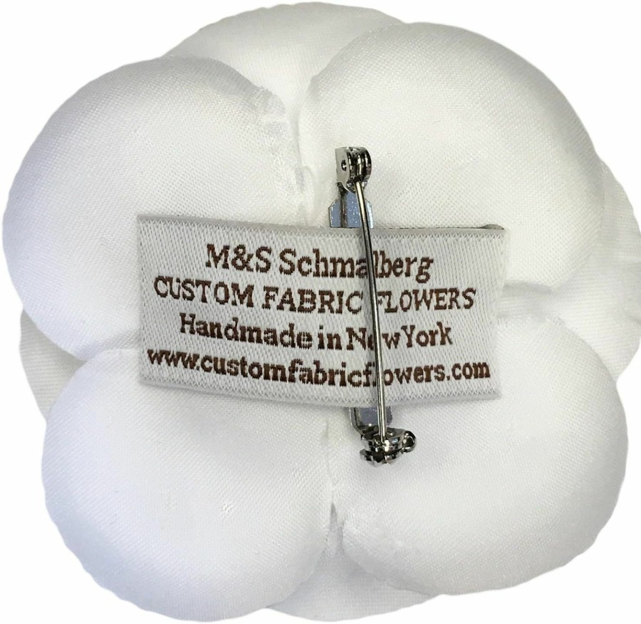 M&S Schmalberg M&S Schmalberg Handmade White Camellia Brooch Pin - Elegant Silk Fabric Flower Accessory, American-Made In New York'S Garment Center Wholesale