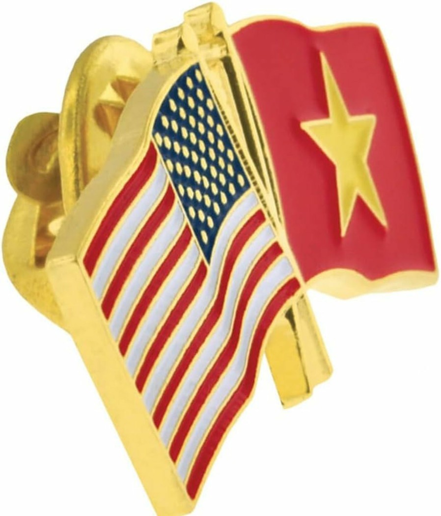 PinMart Pinmart Usa And World Crossed Friendship Flag Enamel Lapel Pin Wholesale