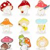 Chuangdi 9 Pieces Mushroom Pin Brooches Mushroom Brooches Cute Cartoon Mushroom Gift Alloy Brooch Guitar Cat Frog Hedgehog Cartoon Plant Pin Welcome Back To School Gift For Backpack Clothes Hat Clearance