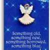 Plum Hill Something Blue For Bride On Wedding Day - Angel For The Bride Pin With Blue Swarovski Stone - Bridal Bouquet Charm - Something Old Something New Something Borrowed Something Blue Gift Clearance