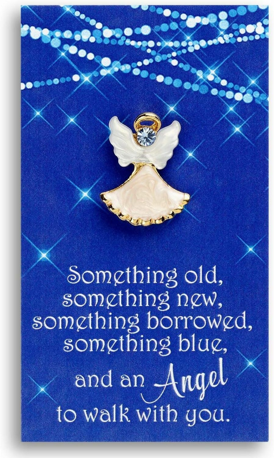 Plum Hill Something Blue For Bride On Wedding Day - Angel For The Bride Pin With Blue Swarovski Stone - Bridal Bouquet Charm - Something Old Something New Something Borrowed Something Blue Gift Clearance