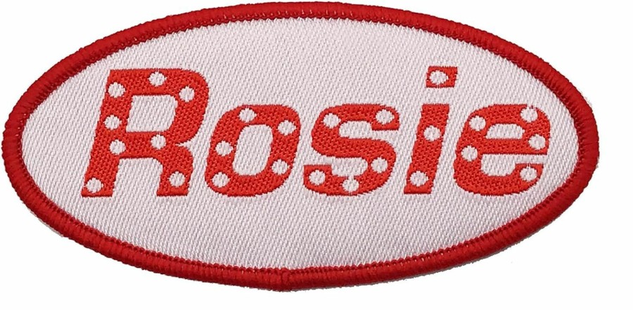 RosieCentral Rosie The Riveter Favorites — 3 Item Set With Historically Accurate Enamel Employment Pin, Employment Name Patch, And 3 Patriotic Rosie Tattoos New