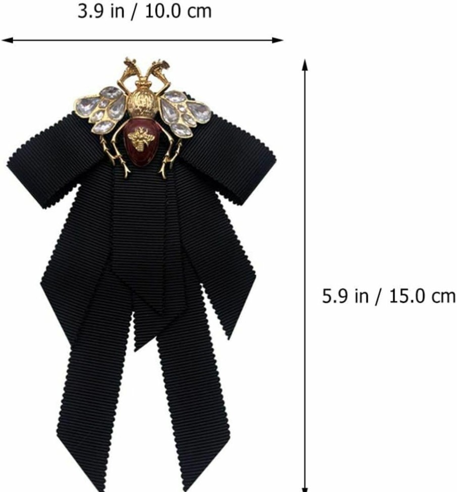 ABOOFAN Aboofan Retro Bowtie Brooch Crystal Bee Animal Brooch Corsage Pretied Bow Tie Lapel Pin Shirt Tie Jabot Collar Neck Tie For Women Uniform (Black) New