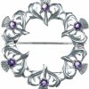 Alexander Castle Alexander Castle 925 Sterling Silver Scottish Thistle Brooch Pin With Real Amethyst Stones & Jewelry Gift Box - Scottish Gift For Women Best