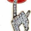 OIDIMS Sexy Red Lips Brooch Rhinestone Quiet Gestures Statement Brooches Lapel Pins Elegant Dress Accessories Suit Tie Art Deco Fashion Cubic Zirconia Jewelry Birthday Valetine'S Day Gift For Women Girls Wholesale