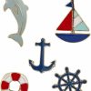 LUX ACCESSORIES Lux Accessories Goldtone Nautical Shipwreck Sailor Anchor Brooch Pin Set (5Pc) New