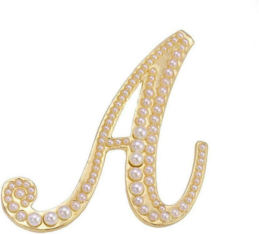 BELUCKIN Beluckin Gold Simulated Pearl Initial Letter Alphabet Brooches Pin Women Gifts Jewelry Hot