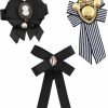 XHBTS Xhbts 3 Pcs Women'S Pre-Tied Pin Neck Tie Ribbon Bowknot Beads Party Bow Brooch(Black) New