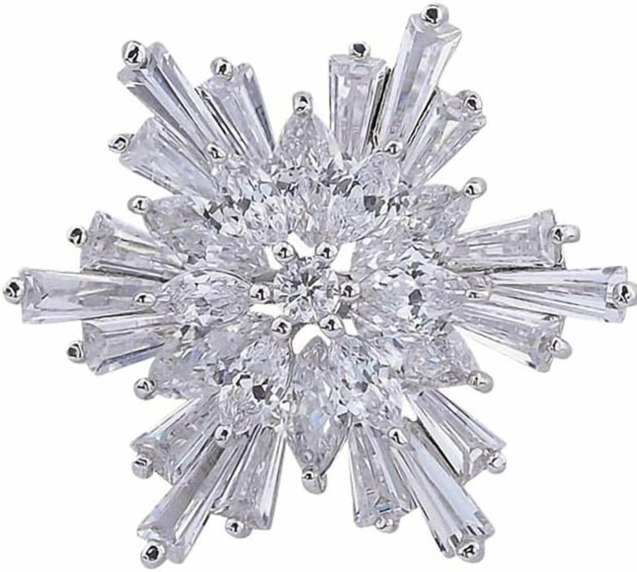 OKA Oka Clear Austrian Crystal Winter Snowflake Brooch Pin, Elegant White Crystal Brooch Pins For Women Hot