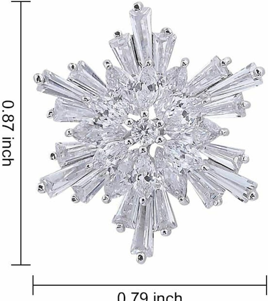 OKA Oka Clear Austrian Crystal Winter Snowflake Brooch Pin, Elegant White Crystal Brooch Pins For Women Hot