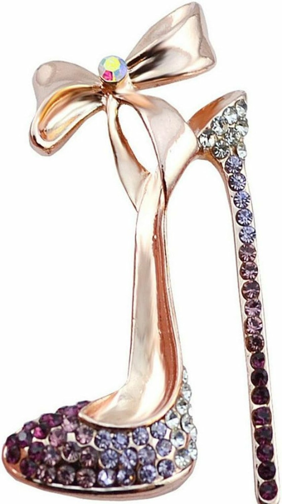 Reizteko Reizteko Crystal High Heels Shoes Brooch Pins Jewelry Gift For Women Men (Gold-Toned White) Best