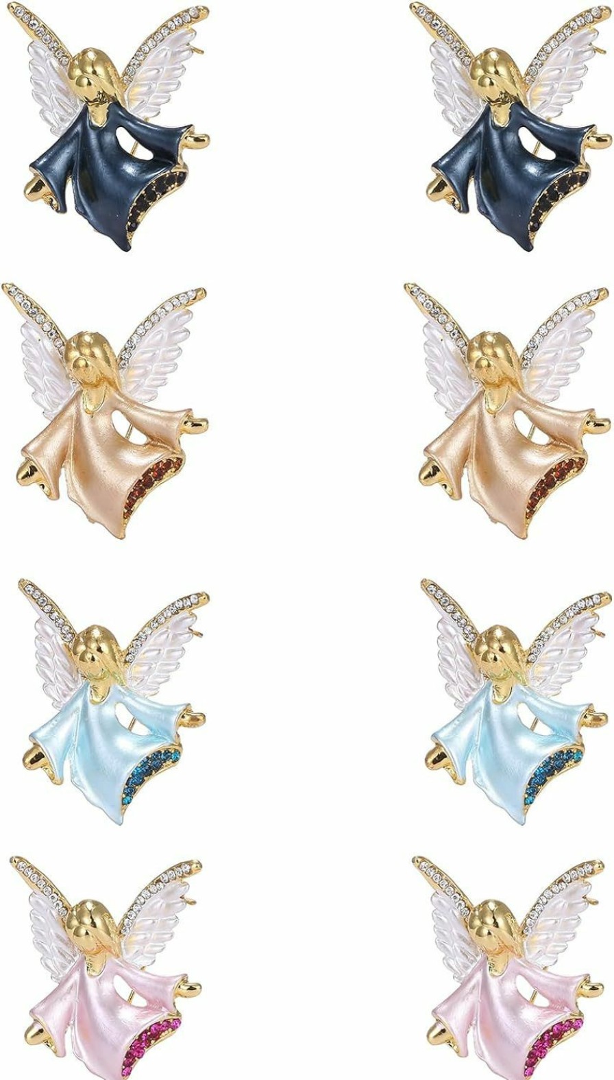 Generic Golden Strawberry 8 Pcs Crystal Enamel Women Crystal Angel Brooch Pin Lapel Pins ( 4 Colors) Hot