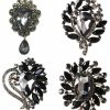 Ezing Ezing 4Pcs Leaf Brooches For Wedding Big Crystal Flower Rhinestone Bouquet Accessories New