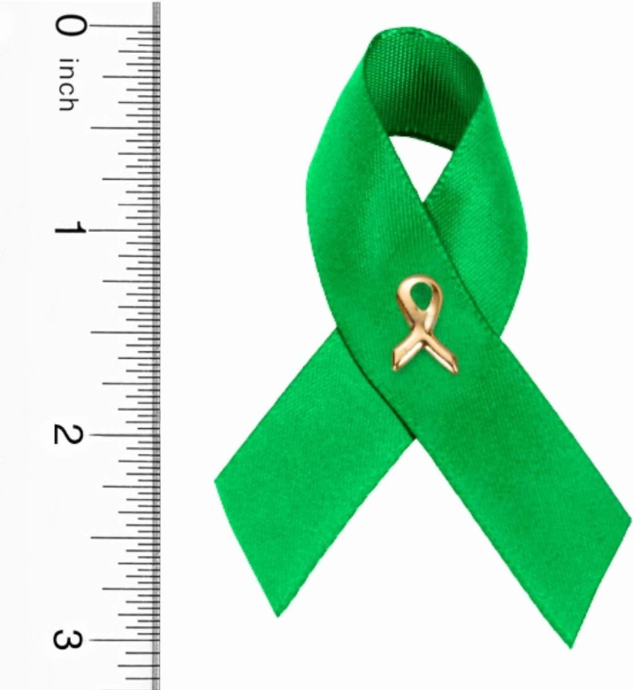 Fundraising For A Cause Green Ribbon Awareness Pins - Wholesale Pack Pins For Cerebral Palsy, Glaucoma, Mental Health, Bipolar Disorder, Organ Donation, Liver Cancer- Perfect For Gift-Giving And Fundraising New